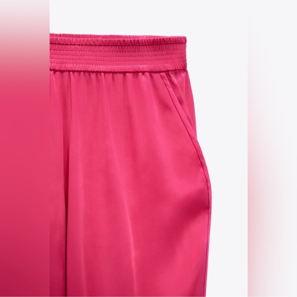 ZARA - WOMEN’S HOT PINK SATIN PANTS - SIZE XS - Picture 8 of 16